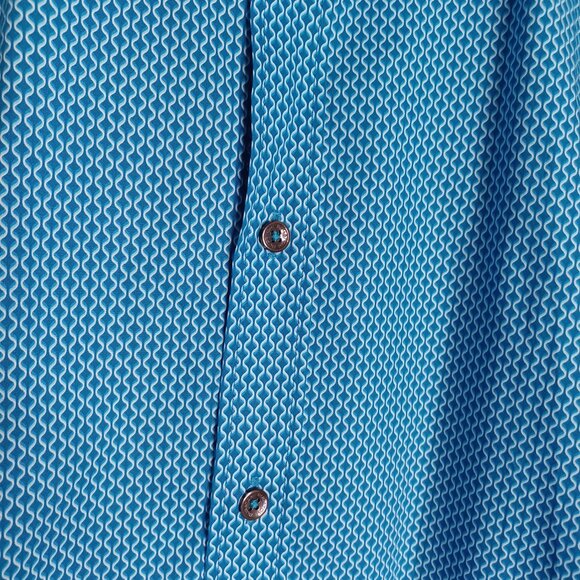 Bugatchi Shaped Fit Shirt Mens Medium Teal Blue Long Sleeve Button Down Luxury - Picture 4 of 8